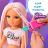 Nancy - Muñeca con pelo rosa, juego para peinar y decorar, máquina de gemas y accesorios ㅤ