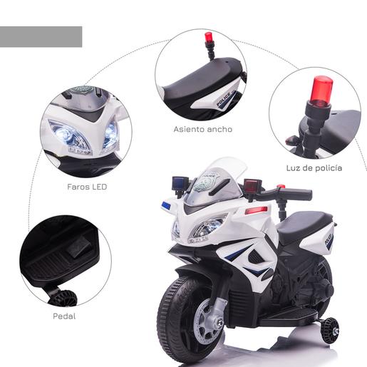 Homcom - Moto eléctrica batería diseño Policía con ruedas de equilibrio