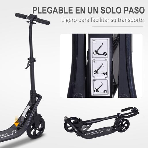 Homcom - Patinete Scooter Ajustable 2 ruedas Grande Negro