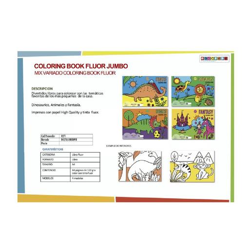 Libro para colorear flúor dinos (varios modelos)
