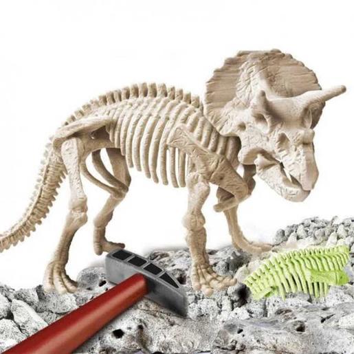 Clementoni - Juego científico de excavación y montaje de Triceratops fosforescente
