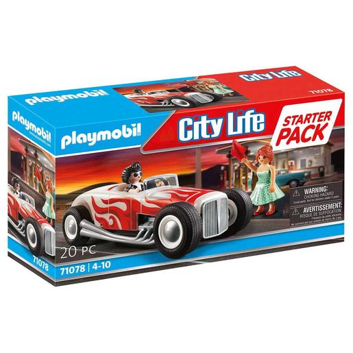 Playmobil - Starter Pack Coche Hot Rod estilo años 50 Playmobil City Life ㅤ
