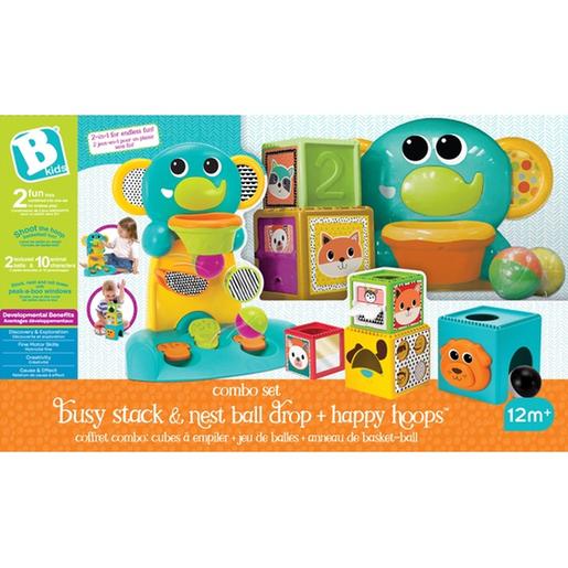 B-Kids - Pack 2 en 1 preescolar cubos apilables y canasta elefantito