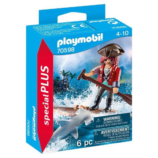 Playmobil - Pirata con balsa y tiburón martillo - 70598
