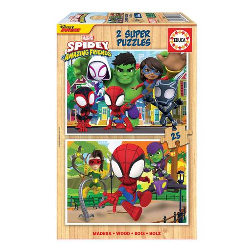 Educa Borrás - Spidey y su Superequipo - Pack puzzles de madera 2x25 piezas