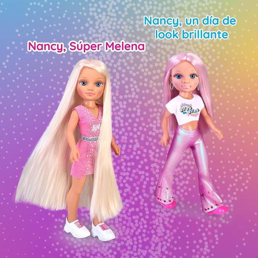 Nancy - Muñeca con pelo rosa, juego para peinar y decorar, máquina de gemas y accesorios ㅤ