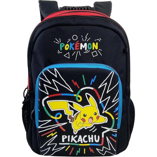 Play - Pokemon - Mochila escolar Pokémon adaptable, color negro y estampado multicolor 43cm