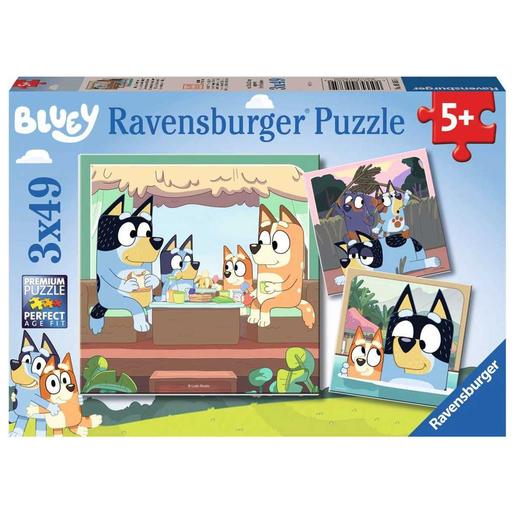 Ravensburger - Bluey - Puzzle infantil Ravensburger Bluey, 3x49 piezas ㅤ