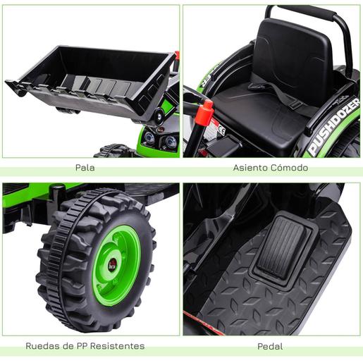 Homcom - Excavadora Tractor Vehículo de batería Verde
