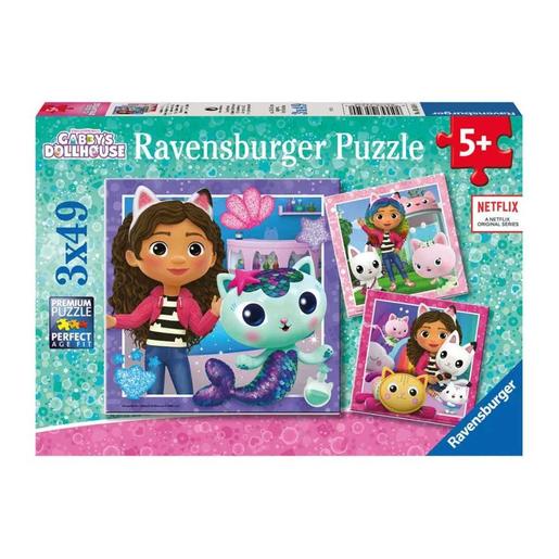 Ravensburger - Puzzle 3x49 piezas Gabby's Dollhouse, colección multicolor ㅤ