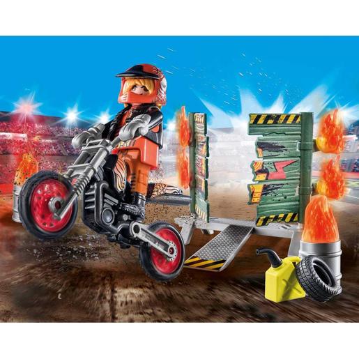 Playmobil - Pack inicial Playmobil Stunt Show: Moto y pared de fuego ㅤ