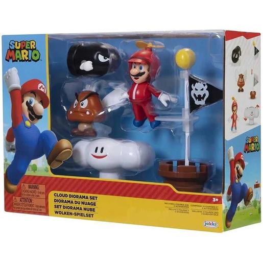 Nintendo - Super Mario - Set Diorama Nube Super Mario Nintendo con Figuras ㅤ