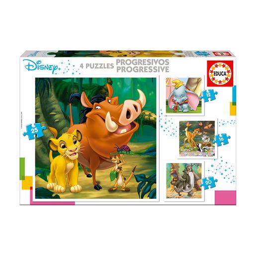 Educa Borrás - Personajes Disney - Pack 4 Puzzles Progresivos