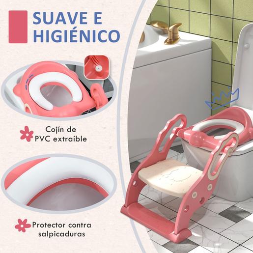 Homcom - Adaptador WC con escalera Rosa
