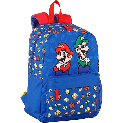 Minecraft - Super Mario - Mochila escolar Super Mario y Luigi con compartimentos y bolsillos, 40x30x16 cm ㅤ