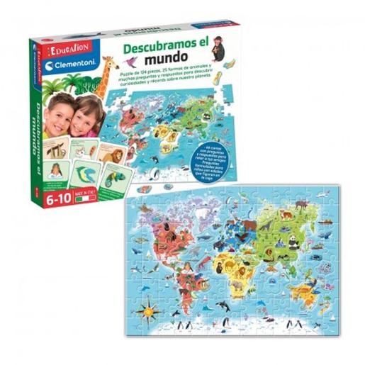 Clementoni - Juego educativo descubramos el mundo, geografía y mapas ㅤ