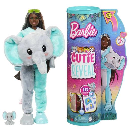 Barbie - Muñeca articulada Cutie Reveal Elefante con mascota y accesorios sorpresa ㅤ
