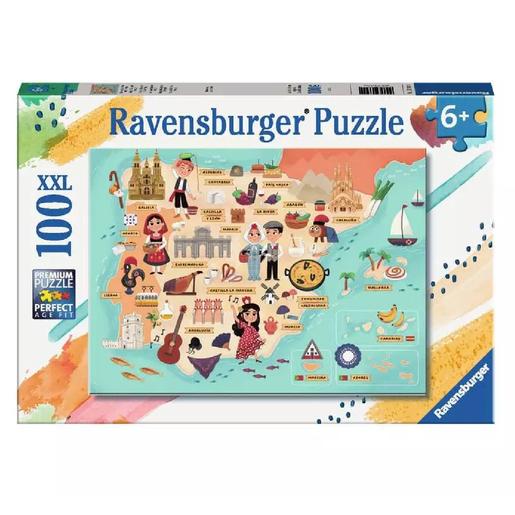 Ravensburger - Mapa de España y Portugal - Puzzle 100 piezas XXL