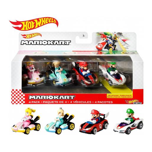 Hot Wheels - Pack 4 vehículos Mario Kart (Varios modelos)