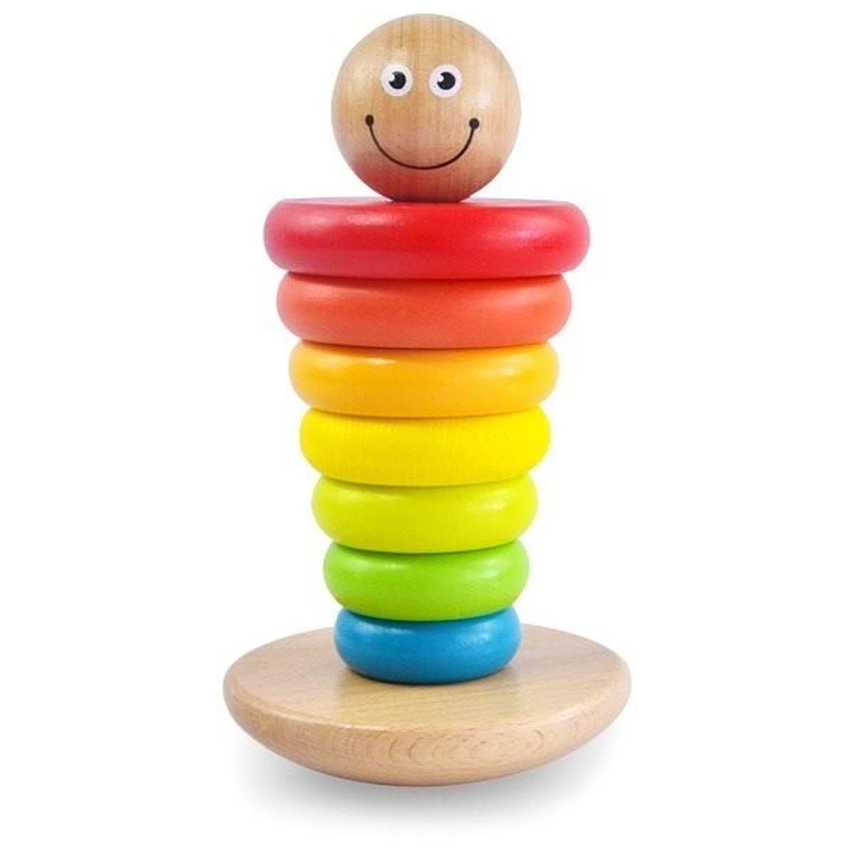 Ofertas, chollos, descuentos y cupones de ToysRus juguete Pirámide de aros encajables de madera Smiley