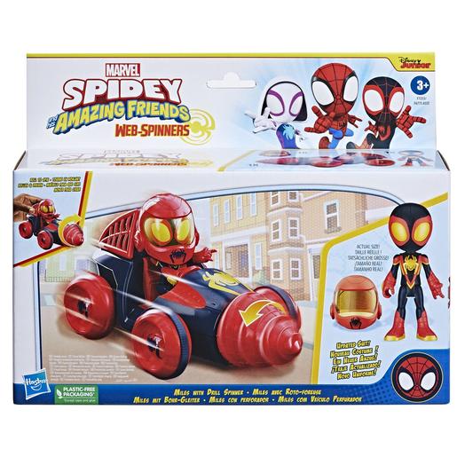Marvel - Vehículo de juguete con figura Spidey y accesorio, taladro giratorio ㅤ