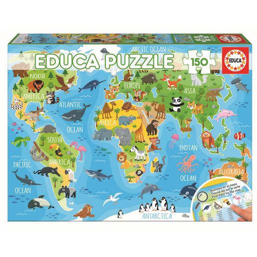 Educa Borras - Mapamundi Animales - Puzzle 150 Piezas