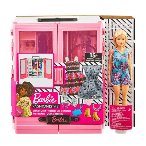 Barbie - Muñeca Fashionista con Armario y Accesorios