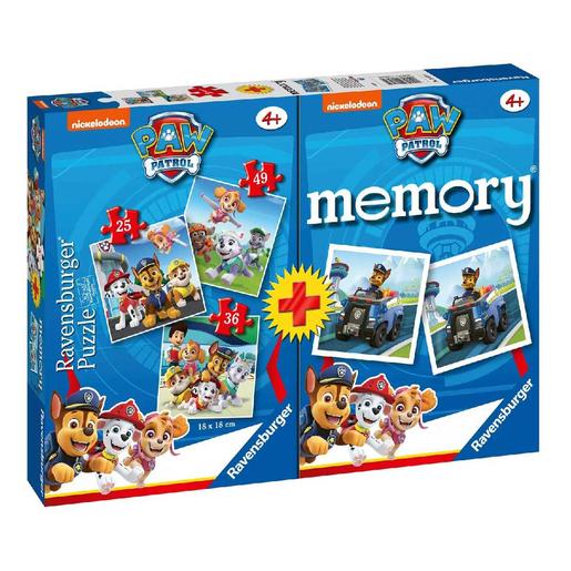 Ranvensburger-Patrulla Canina-Pack juego de memoria + 3 puzzles