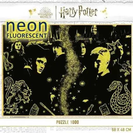 Harry Potter - Puzzle neón de 1000 piezas: Mundo mágico de Harry Potter con cola Fix incluida