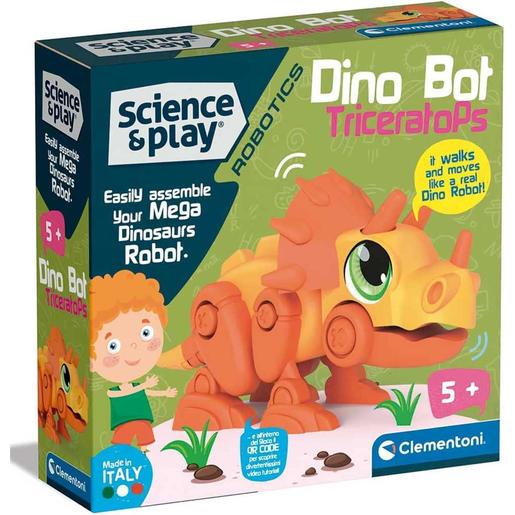 Clementoni - Robot Dino Triceratops para aprender robótica infantil y montaje ㅤ