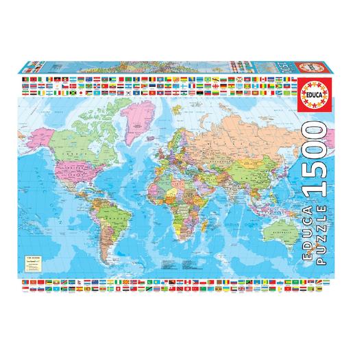 Educa Borrás - Mapa-Mundi Político Puzzle 1500 Piezas