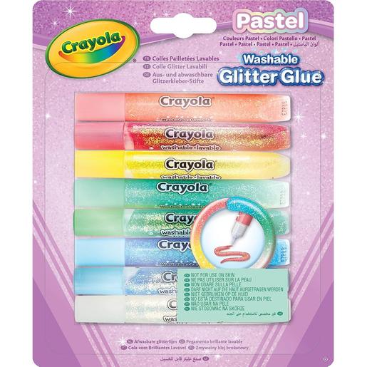 Crayola - Pegamentos con purpurina lavables en colores pastel para manualidades y tiempo libre ㅤ