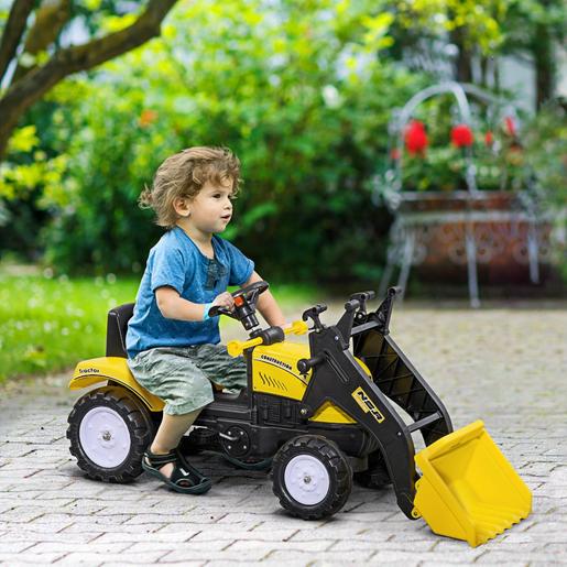 Homcom - Tractor excavadora a pedales amarillo