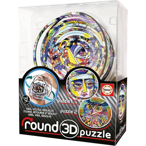 educa borrás - Puzzle 3D redondo abstracto para resolver y girar ㅤ