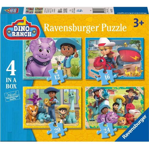 Ravensburger - Dino Ranch: set progresivo de 4 rompecabezas (12, 16, 20, 24 piezas) para niños ㅤ