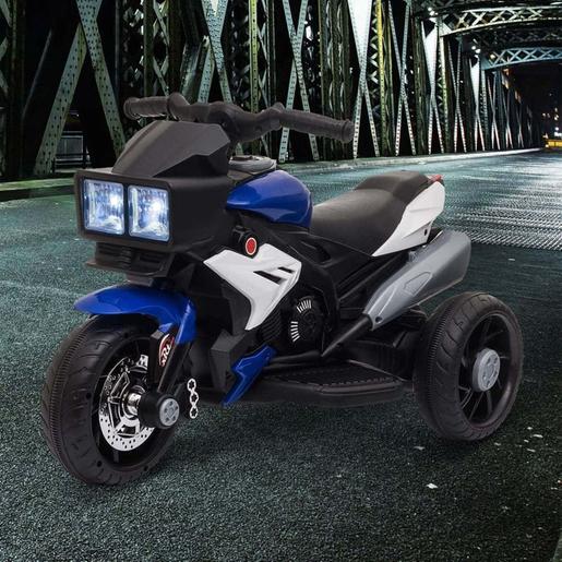 Homcom - Moto eléctrica batería 3 ruedas Trimoto Negro y Azul