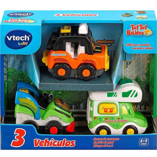 Vtech - Set de 3 vehículos Tut Tut Bólidos todoterreno y quad, multicolor ㅤ