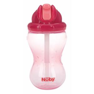 Nuby - Taza con pajita Flip-it rosa 360 ml
