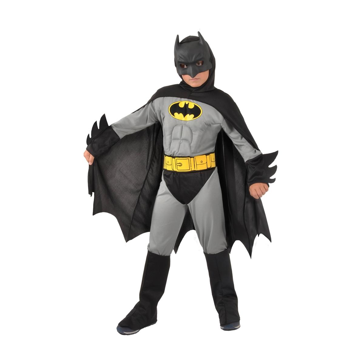 DC Cómics - Disfraz Batman gris con músculos 5-7 años, Halloween Disfraz  Niño