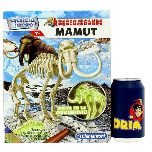 Clementoni - Juego científico Arqueojugando Mamut fosforescente para excavar y montar dinosaurios ㅤ