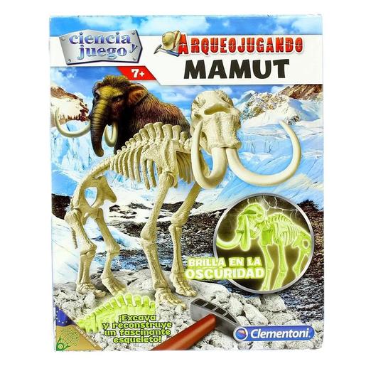 Clementoni - Juego científico Arqueojugando Mamut fosforescente para excavar y montar dinosaurios ㅤ