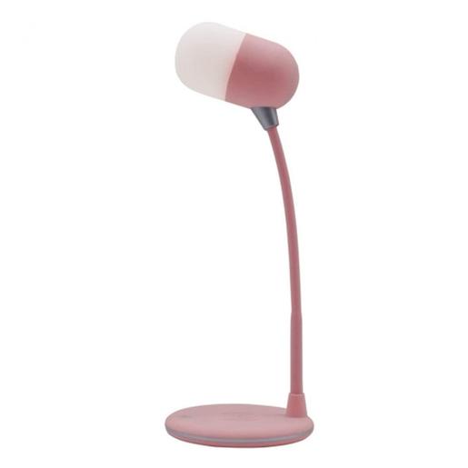 Lámpara LED rosa con cargador inalámbrico y bluetooth