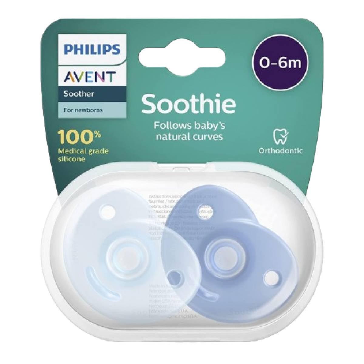 Philips Avent - Chupetes Soothie azules 0-6 meses, Set De Biberones