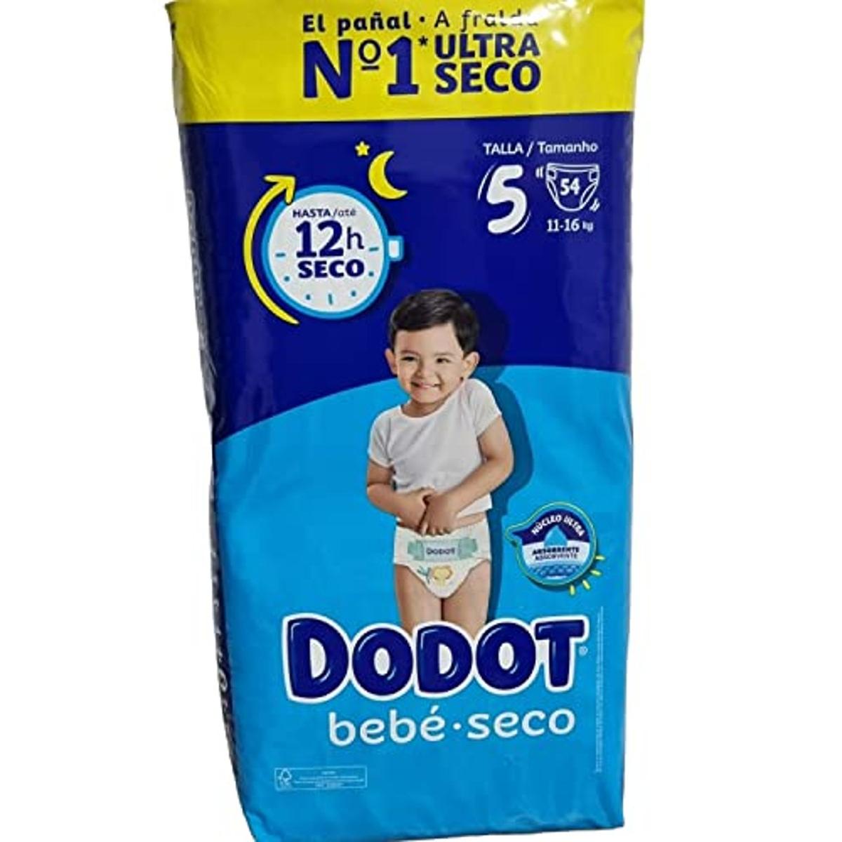 Dodot - Pañales bebé seco talla 5, 11-16 kg, paquete de 54 unidades, Recien Nacido