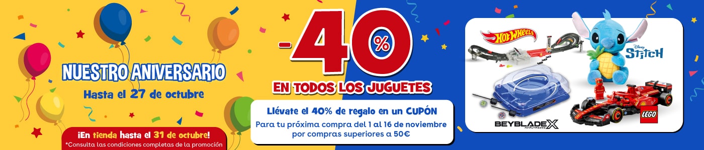 Consigue el 40% en TODOS los Juguetes | Aniversario Toys R Us